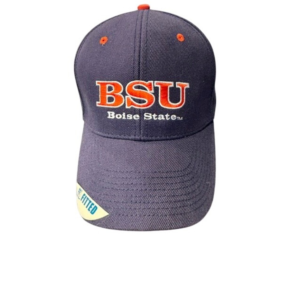 The Game Boise State BSU Broncos Fitted Hat Navy Blue Orange Mens Size 7 3/8 New
